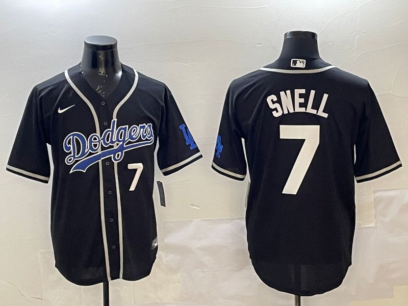 Men Los Angeles Dodgers 7 Snell Black Fashion Game 2025 Nike MLB Jersey style 2